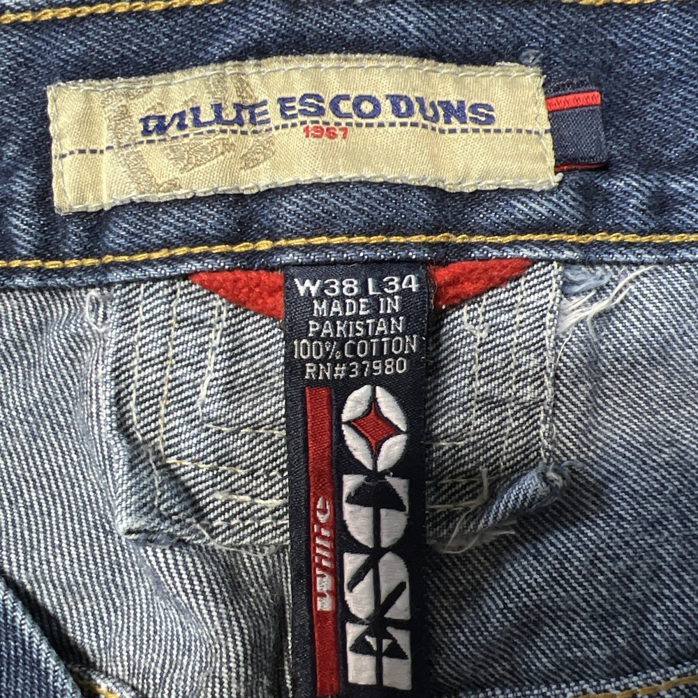 Vintage Willie Esco Duns Jeans Mens 38x34 Blue Pants Baggy Loose 90s Y2K Hip Hop - Picture 7 of 16